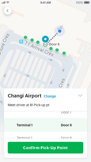 Booking screen at Changi Airport